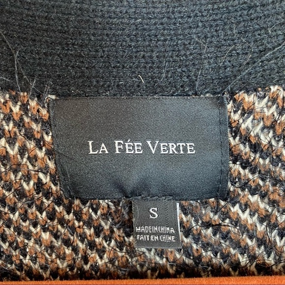 Anthropologie Feathered Leo Cardigan by La Fee Verte - Sz Small Black Motif - Picture 6 of 13